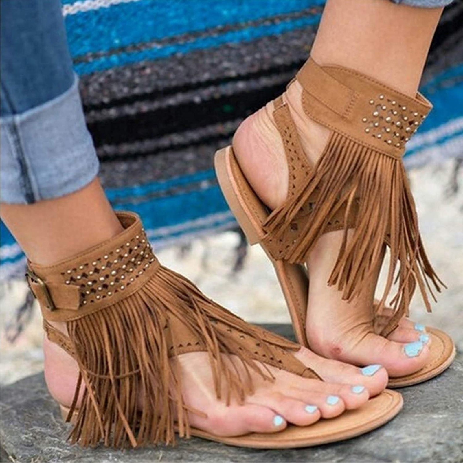Summer Sandals Ladies Fashion Flat Open Toe Sandals Flip Flops Tassel Sandals Xl 2022women Sandals